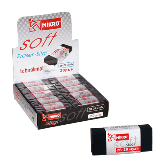 MİKRO 2B-20 SOFT SİYAH SİLGİ 20 Lİ