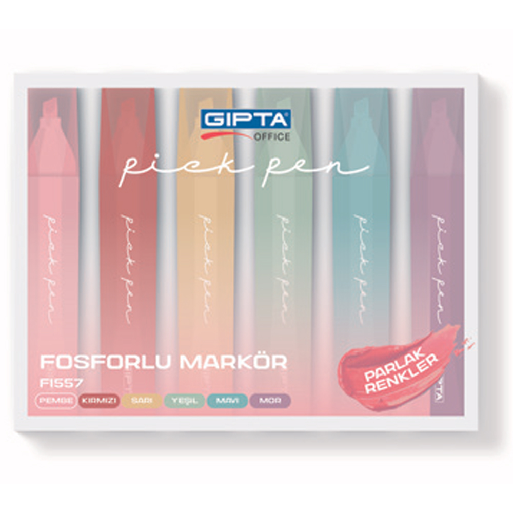 GIPTA FOSFORLU MARKOR - PICKPEN 6LI SET