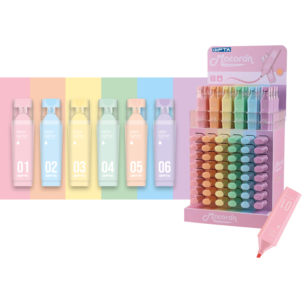 GIPTA FOSFORLU MARKOR - MACARON PASTEL 180Lİ STAND