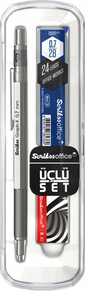 SCRİKSS Graph-X 3'Lü Set, Vers 0,7 mm Kurşun Gri  