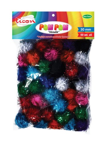 TİCON POMPOM 30MM , 50 Lİ PAKET METALİK RENKLER