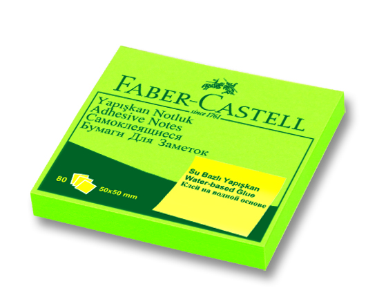 Faber Castell Yapışkan Notluk 50x50mm, Fosforlu Ye